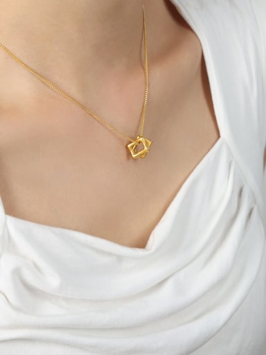 P1667 Golden Necklace 40 +5cm Titanium Steel Geometric Trend Necklace