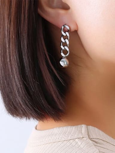 Steel  chain steel ball earrings Titanium Steel Hollow  Geometric Chain Hip Hop Drop Earring