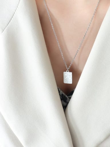 P567 steel square necklace 46 +5cm Titanium Steel Heart Trend Necklace