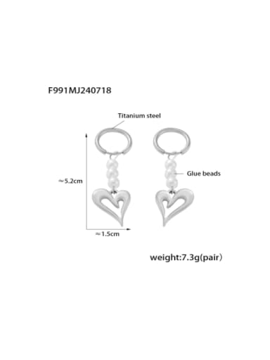 F991 Steel Earrings Titanium Steel Imitation Pearl Heart Minimalist Huggie Earring