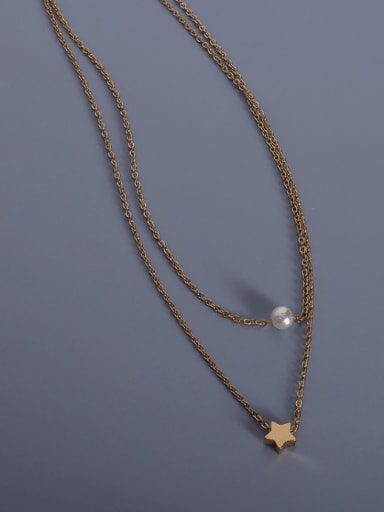 Titanium 316L Stainless Steel Star Minimalist Multi Strand Necklace with e-coated waterproof