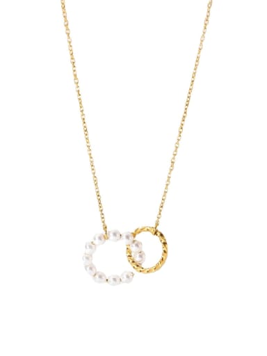 Stainless steel Imitation Pearl Round Dainty Necklace