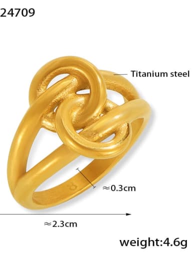 A065 Golden Ring Titanium Steel Geometric Trend Band Ring