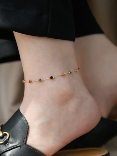 Golden anklet Dainty Geometric Titanium Steel Natural Stone Earring Bracelet and Necklace Set