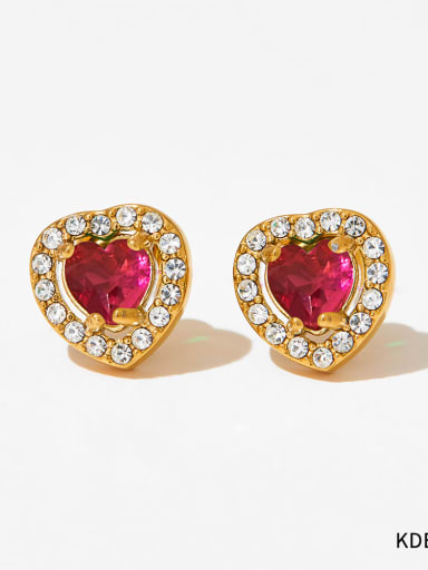 Stainless steel Cubic Zirconia Heart Vintage Stud Earring