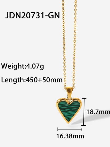 JDN20731 GN Stainless steel Green Heart Trend Necklace