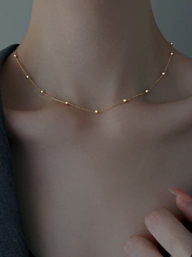 K184 Round Bead O-Chain Necklace Gold Titanium Steel Geometric Dainty Necklace