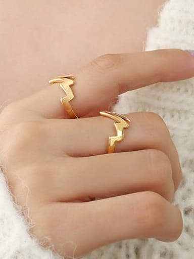A298 gold lightning ring Titanium Steel Geometric Minimalist Band Ring