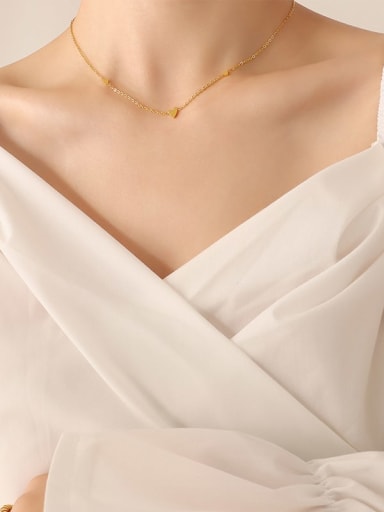 P647 gold necklace 40 +5cm Titanium Steel Heart Minimalist Necklace