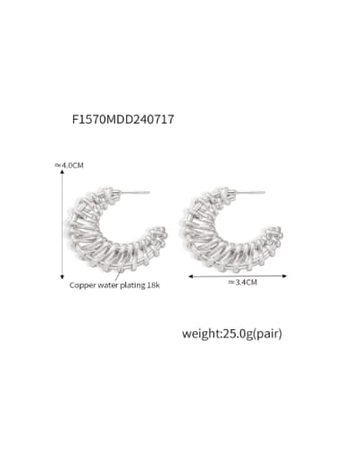 F1570 Steel Earrings Brass Geometric Hip Hop Stud Earring
