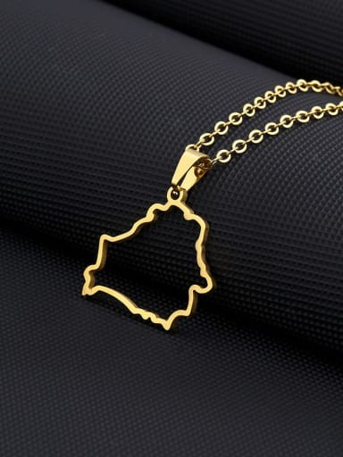 golden Stainless steel Medallion Ethnic Hollow gold Belarus map design Necklace