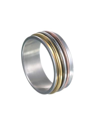 1   Stee+ 1 gold +1 rose gold Titanium Steel Simple three-color rotating Men's Ring