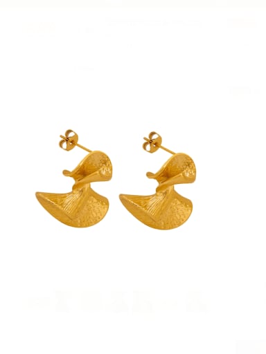 F025 Gold Earrings Titanium Steel Irregular Vintage Stud Earring