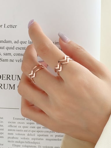 rose gold Titanium 316L Stainless Steel Geometric Minimalist Stackable Ring with e-coated waterproof