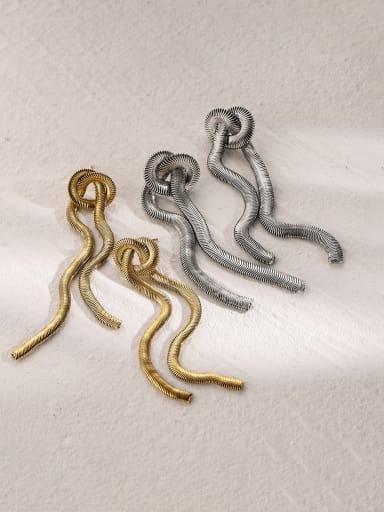 custom Stainless steel  Hip Hop Snake Bone Chain Tassel Lines Threader Earring
