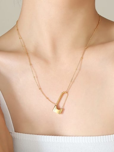 Gold necklace 45cm Titanium Steel Bead Geometric Minimalist Necklace