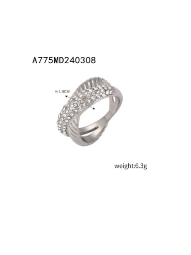 A775 Steel Ring US 7 Titanium Steel Cubic Zirconia Geometric Hip Hop Huggie Earring