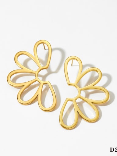 Flower Gold Earrings D2683 Stainless steel Flower Trend Stud Earring