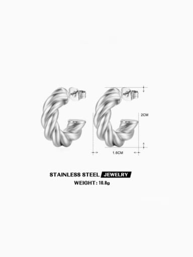 Stainless steel Twist C Shape Hip Hop Stud Earring