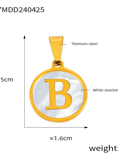 D77 Golden Letter B Pendant Titanium Steel Shell Minimalist Letter  Pendant