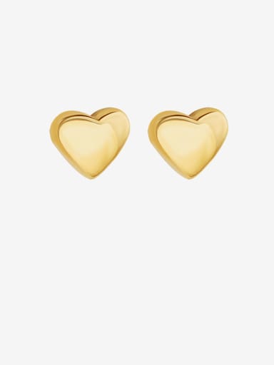 gold Titanium 316L Stainless Steel Smooth Heart Minimalist Stud Earring with e-coated waterproof