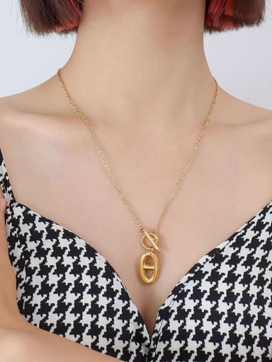 P887 gold necklace 52cm Titanium Steel Minimalist Geometric  Earring and Necklace Set