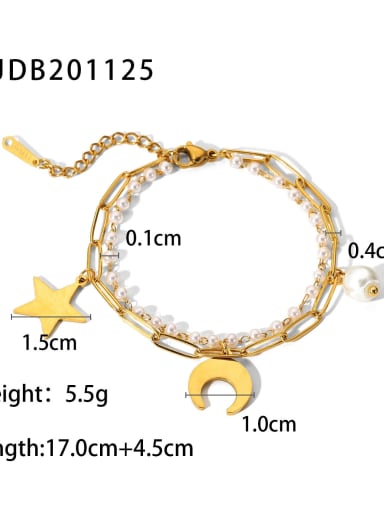 JDB201125 Stainless steel Imitation Pearl Dainty Star Earring Bracelet and Necklace Set