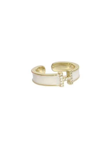custom Brass Cubic Zirconia Letter Minimalist Band Ring