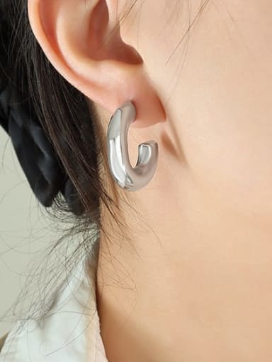 F699 steel color earrings Titanium Steel Geometric Minimalist Stud Earring