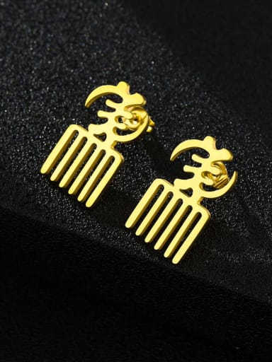 1 Stainless steel Icon Ethnic African symbols Earring