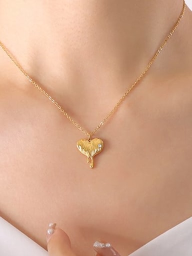 P240 gold necklace Titanium Steel Rhinestone Minimalist Heart Earring and Necklace Set
