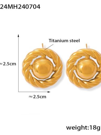 F124 Gold Titanium Steel Geometric Trend Stud Earring