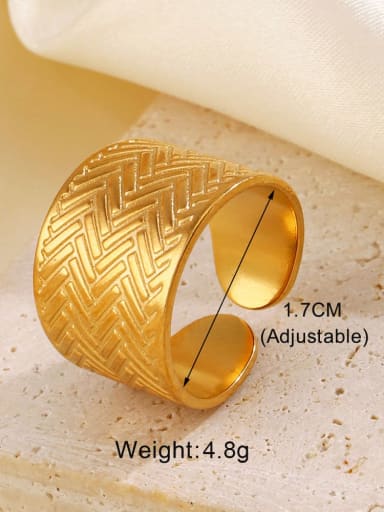 Gold Wide Face Ring Stainless steel Geometric Hip Hop Band Ring