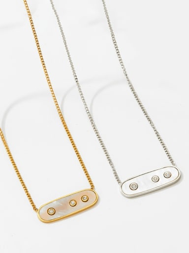 custom Stainless steel Shell Rectangle Minimalist Necklace