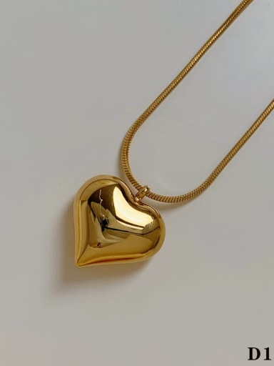 Golden necklace D1230 Stainless steel Heart Trend Necklace