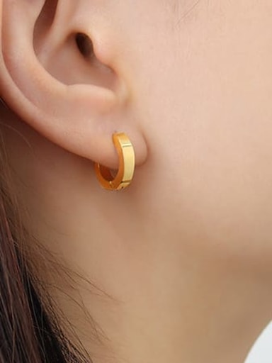 F225 gold versatile Earrings Titanium Steel Geometric Minimalist Huggie Earring