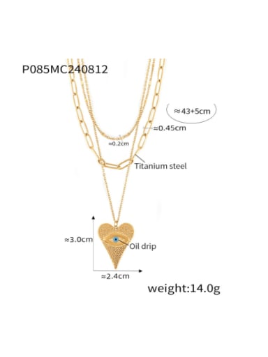 TXP085 Gold Triple Layer Necklace Titanium Steel Cubic Zirconia Trend Heart  Earring and Necklace Set