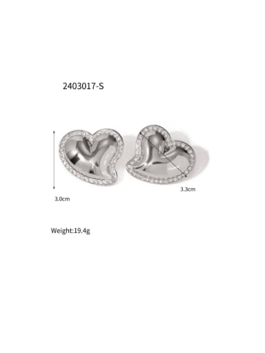 Stainless steel Cubic Zirconia Heart Hip Hop Stud Earring