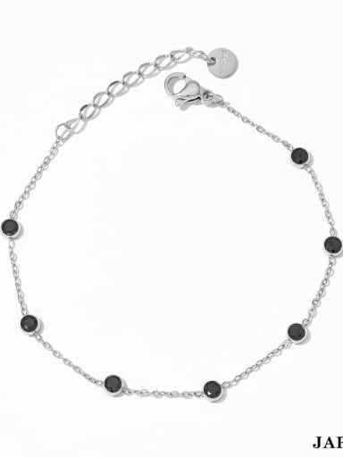Silver Black Diamond Foot Chain A288 Geometric Dainty Stainless steel Cubic Zirconia Anklet
