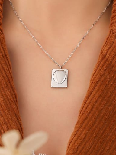Titanium Steel Heart Minimalist Geometric Pendant Necklace