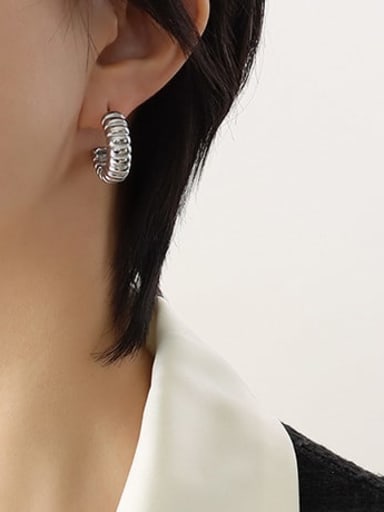 Titanium Steel Geometric Vintage C Shape Stud Earring