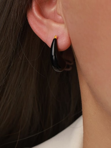 Titanium Steel Enamel Water Drop Minimalist Stud Earring