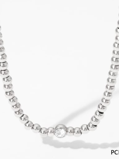 PCD865 Steel Necklace Trend Geometric Stainless steel Cubic Zirconia Bracelet and Necklace Set