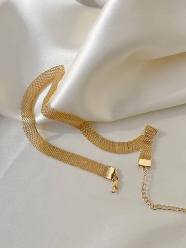 P055 Woven Mesh Necklace Gold Titanium Steel Weave Minimalist Necklace