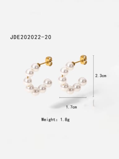 JDE202022 20 Stainless steel Imitation Pearl Geometric Minimalist Drop Earring