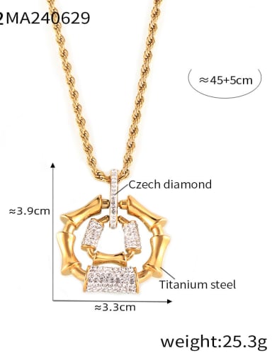 TXP072 Gold Necklace Trend Geometric Titanium Steel Cubic Zirconia Bracelet and Necklace Set