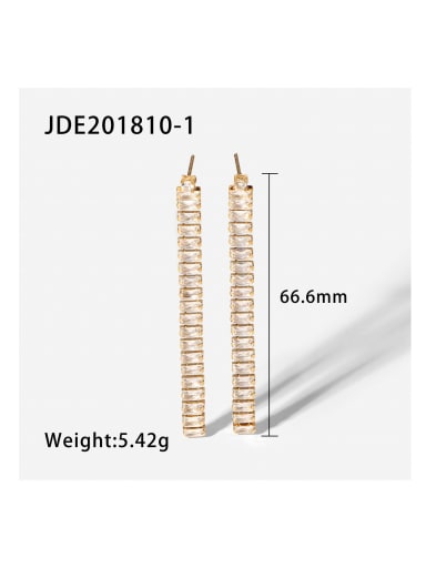 JDE201810 1 Stainless steel Cubic Zirconia Tassel Trend Threader Earring