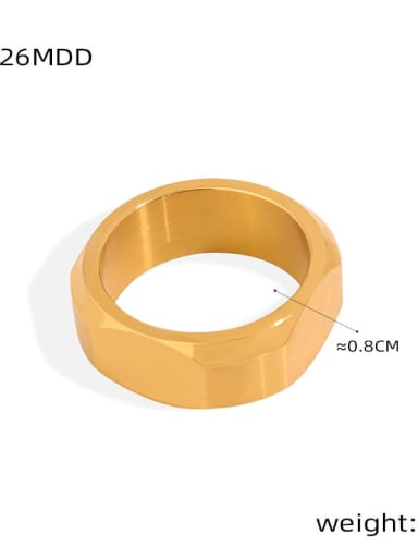 A026 Golden Ring Titanium Steel Geometric Minimalist Band Ring