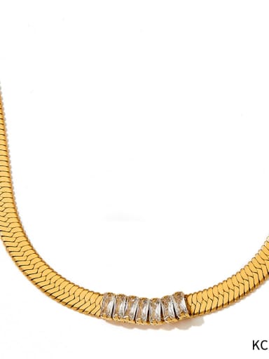 KCD736 Gold Stainless steel Cubic Zirconia Geometric Trend Link Necklace