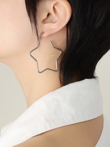 Star Steel Earrings f8.5cm Titanium Steel Five-Pointed Star Minimalist Huggie Earring